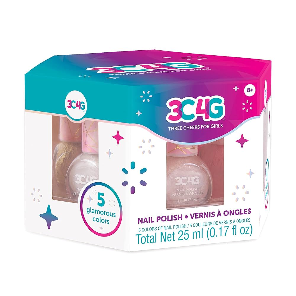 Three Cheers for Girls - Pink and Gold Hexagon 5 Pack Nail